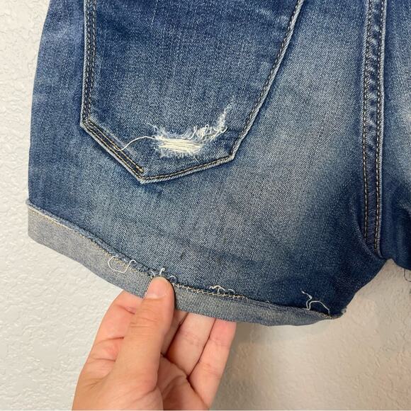MOSSIMO Denim Distressed Cuffed Mid Rise Midi Denim Shorts Size 4 - Picture 5 of 5